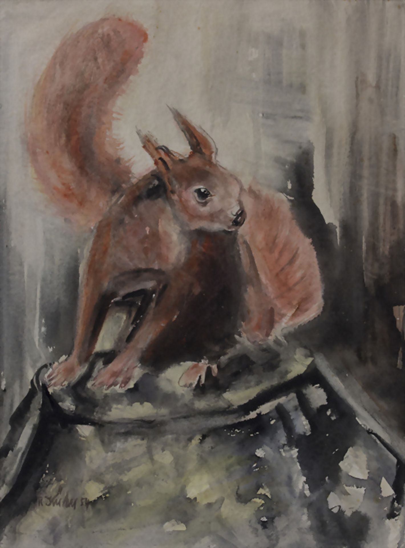 R. Kühn, 'Eichhörnchen' / 'A squirrel', 1954