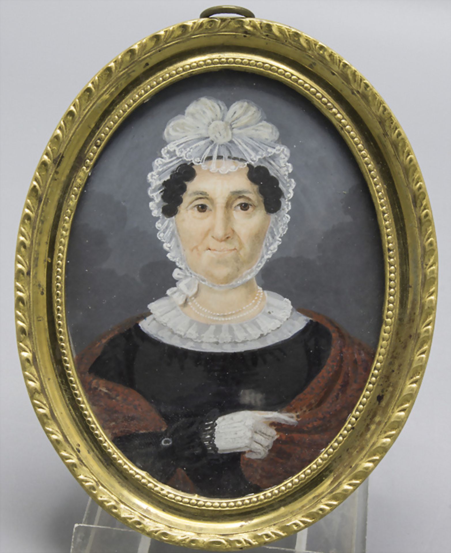 Biedermeier Miniatur Porträt 'Urgroßmutter Reichstein' / A miniature portrait of an old lady, ...