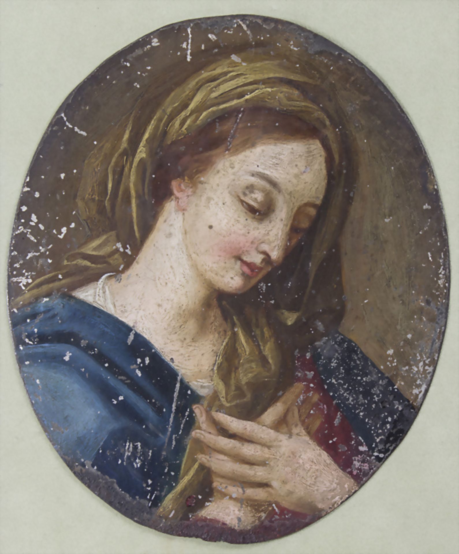Ovale Miniaturmalerei einer Madonna / An oval miniature of a Madonna, 19. Jh.