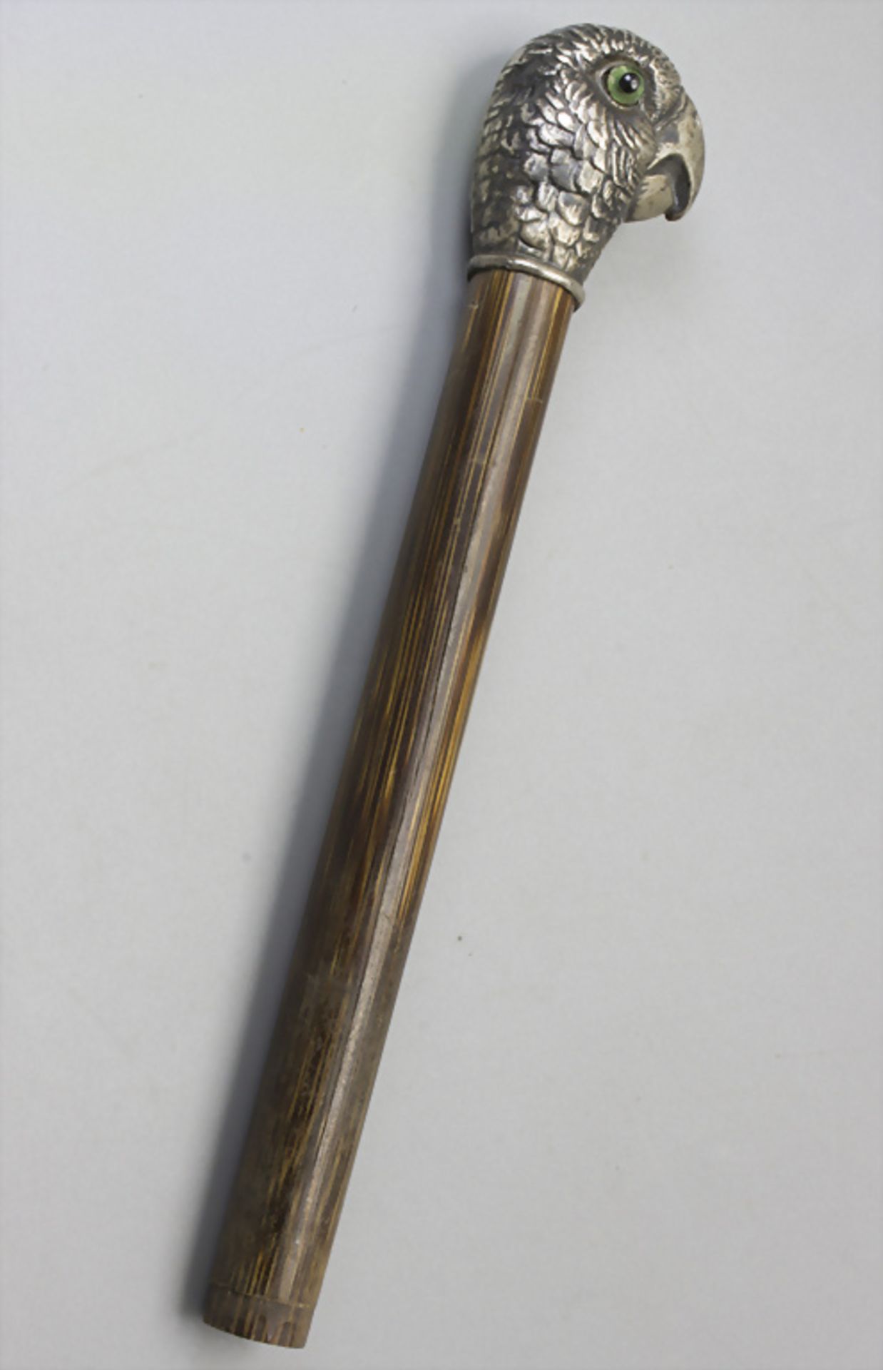 Silber Stockgriff 'Kopf eines Sittichs' / A silver figural cane handle 'head of a parakeet', ...