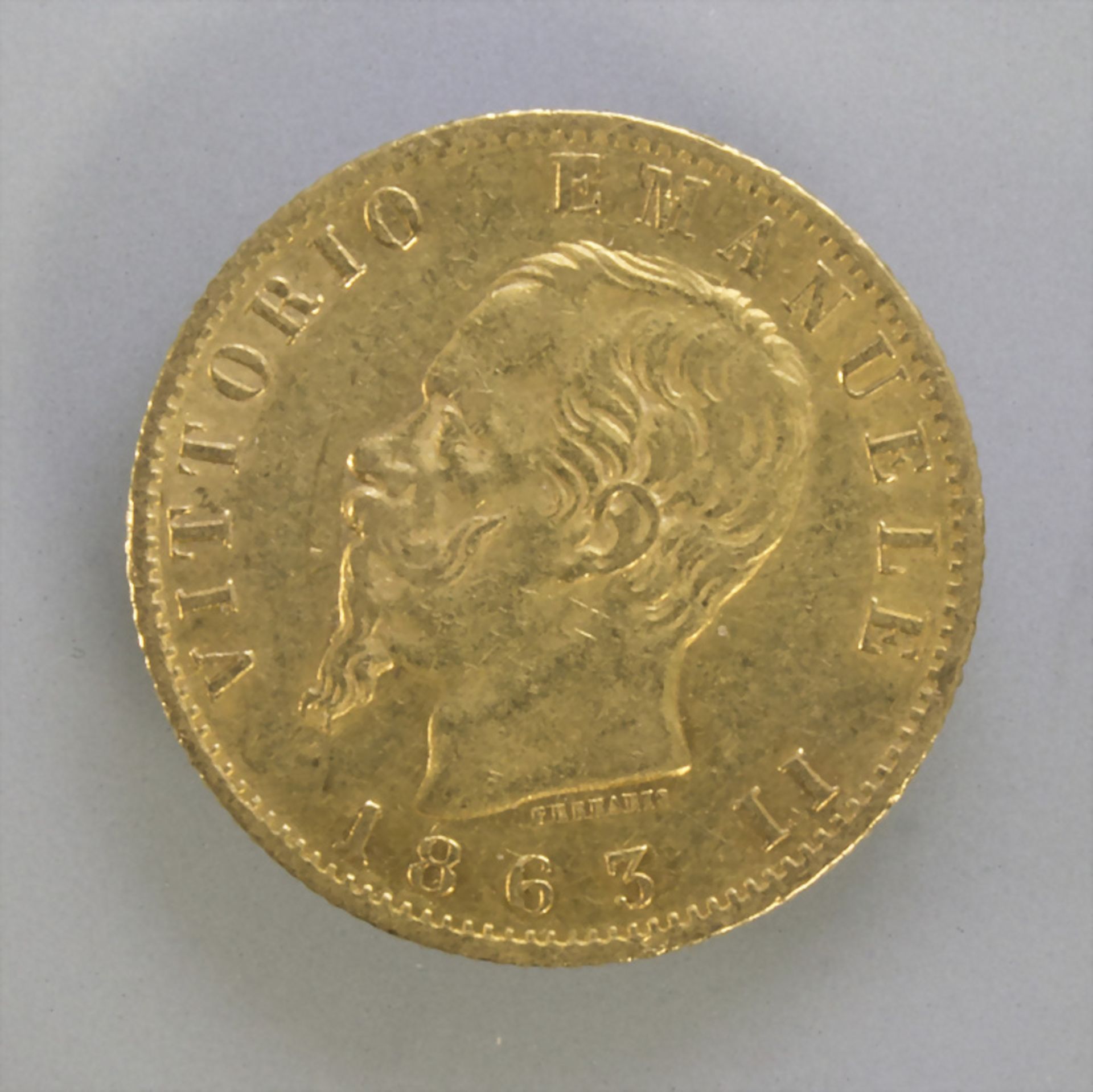 Goldmünze, Italien, 20 Lire, 1863 / A gold coin, Italy, 20 lire, 1863