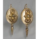 Paar Ohrstecker / A pair of 14ct gold earrings, 19. Jh.