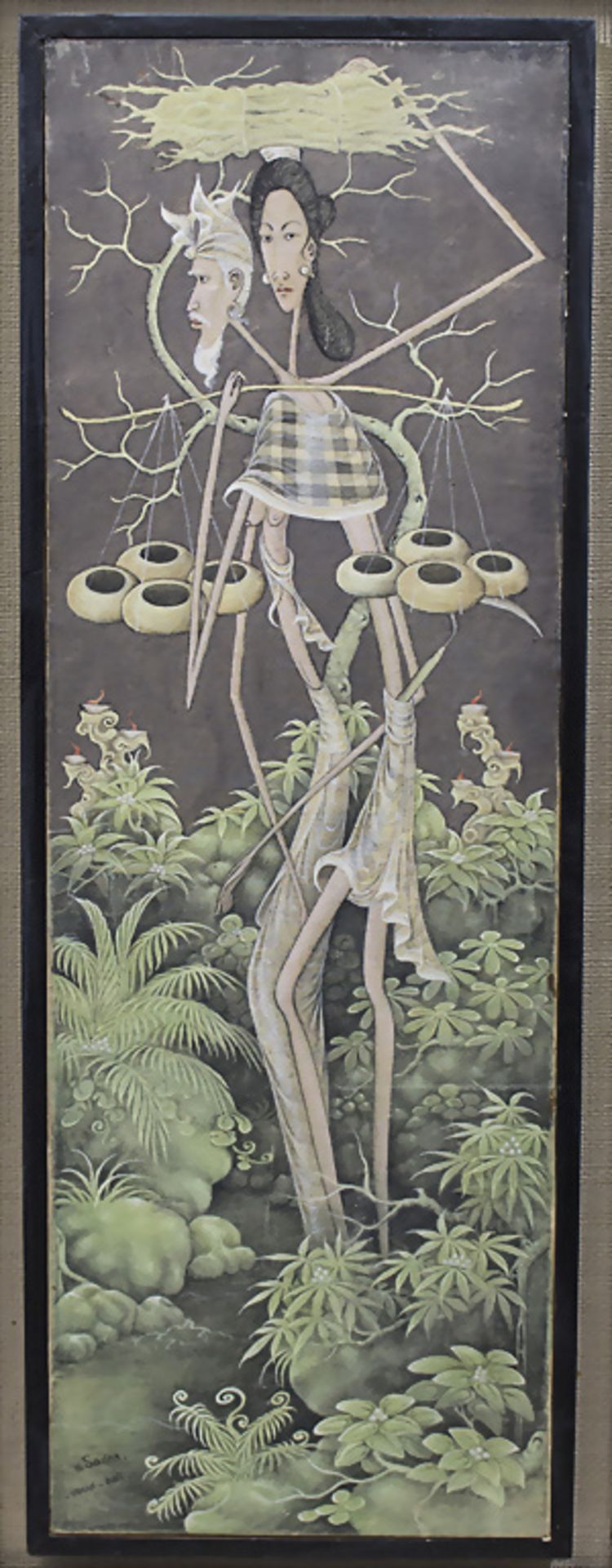 Mythologische Figurenstaffage, W. Sadra, Indonesien, Ubud-Bali, Mitte 20. Jh.