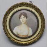Empire Miniatur Porträt einer jungen Dame / An Empire miniature portrait of a young lady, ...