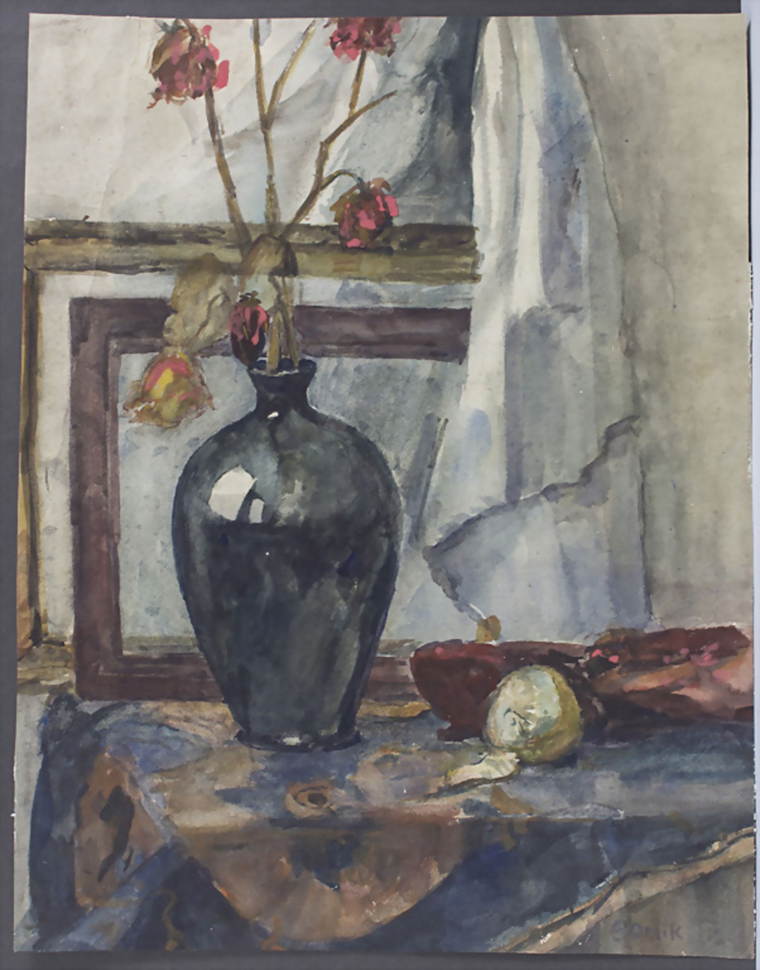 Emil Orlik (1870-1932), 'Stillleben mit Blumenvase und Zitrone' / 'A stillife with a flower ...