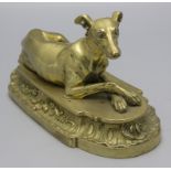 Bronze Skulptur eines liegenden Windhundes / A bronze sculpture of a hunting dog, Frankreich, ...