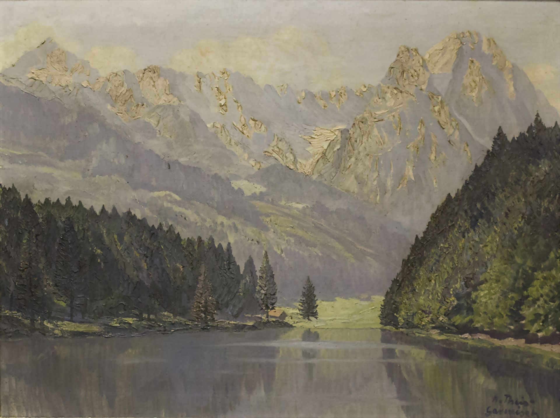H. Theis, 'Blick auf die Zugspitze in Garmisch' / 'View of the Zugspitze at Garmisch', Anfang ...
