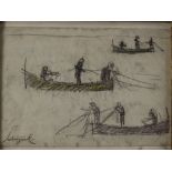 Alfred Jules Salvignol (Pertuis 1877 -?), 'Boote mit Fischern' / 'Boats with fishermen', 1. ...