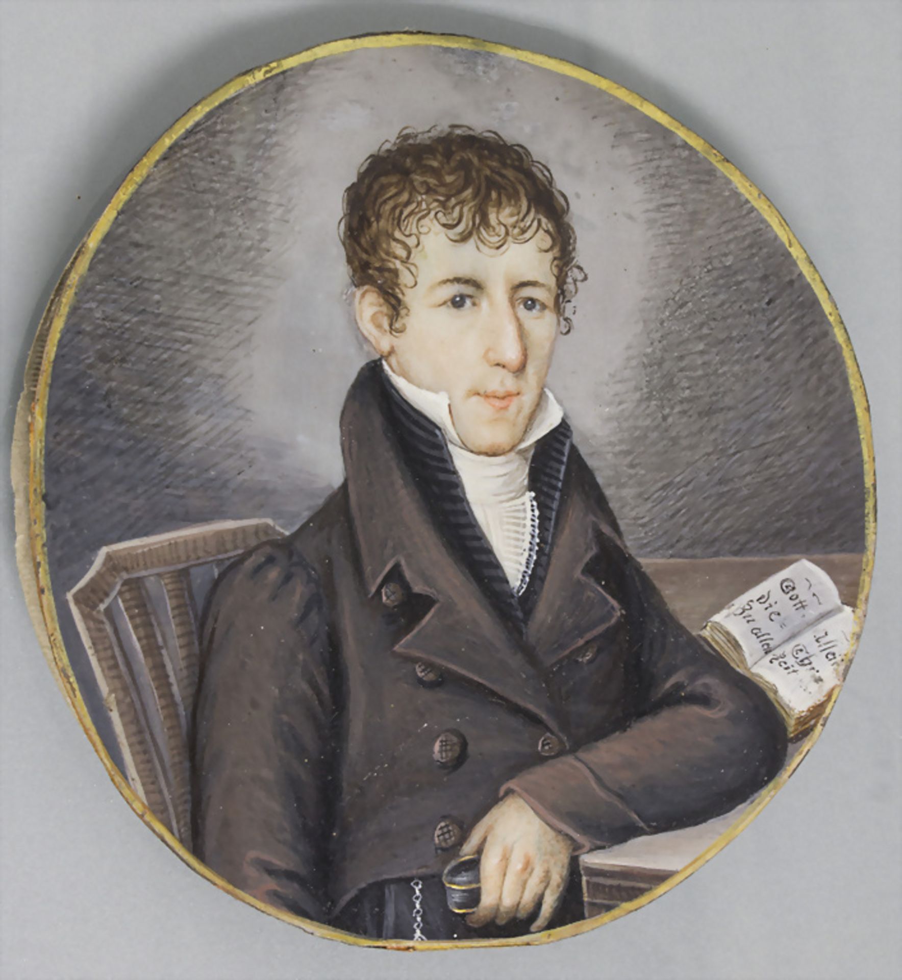 Empire Miniatur Porträt eines jungen Mannes / An Empire miniature portrait of a young man, um 1810