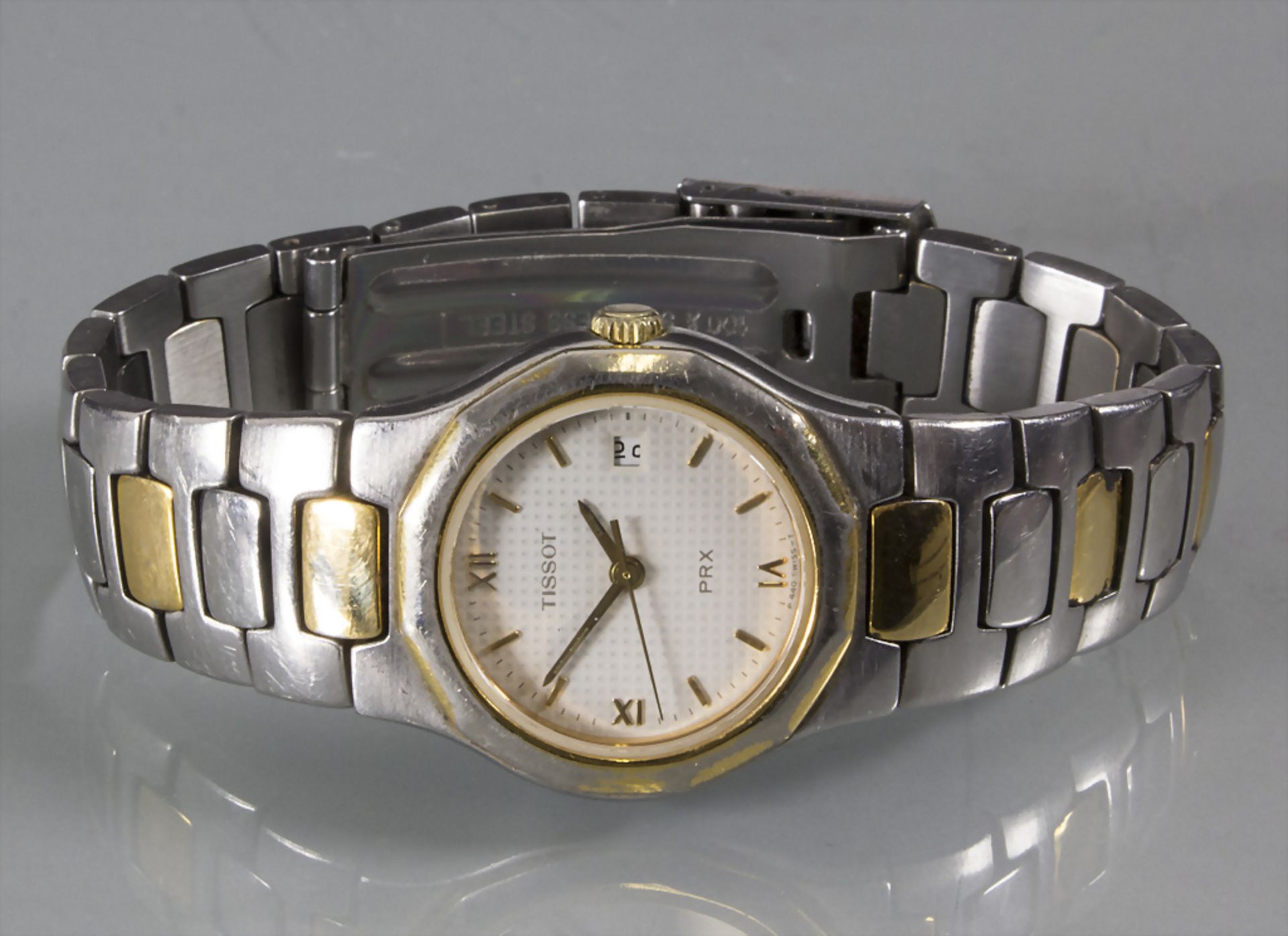 Damenarmbanduhr mit Datum / A two tone ladies steel wrist watch, PRX Tissot, Schweiz