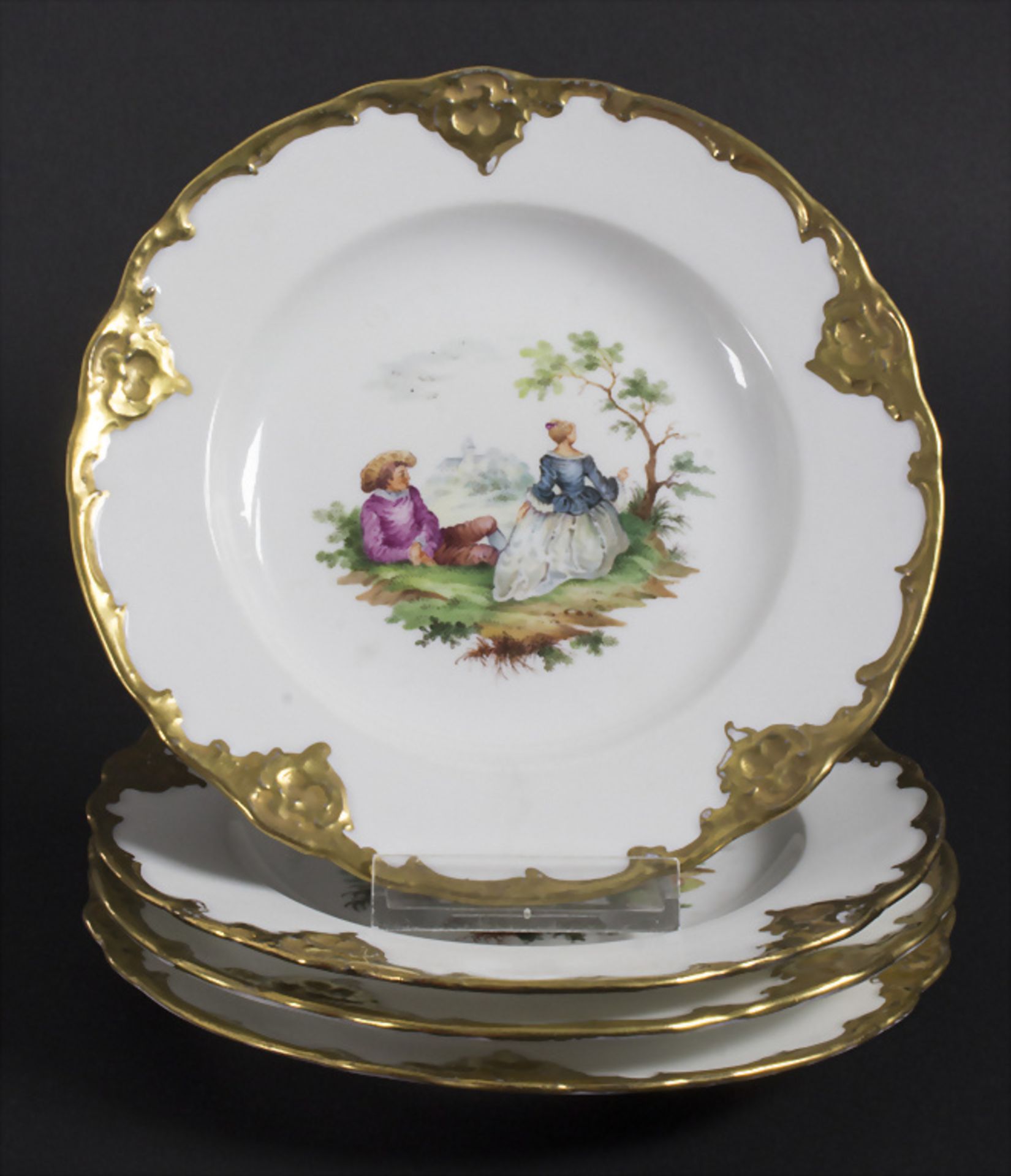 4 Zierteller / 4 decorative plates, Meissen, 19. Jh.