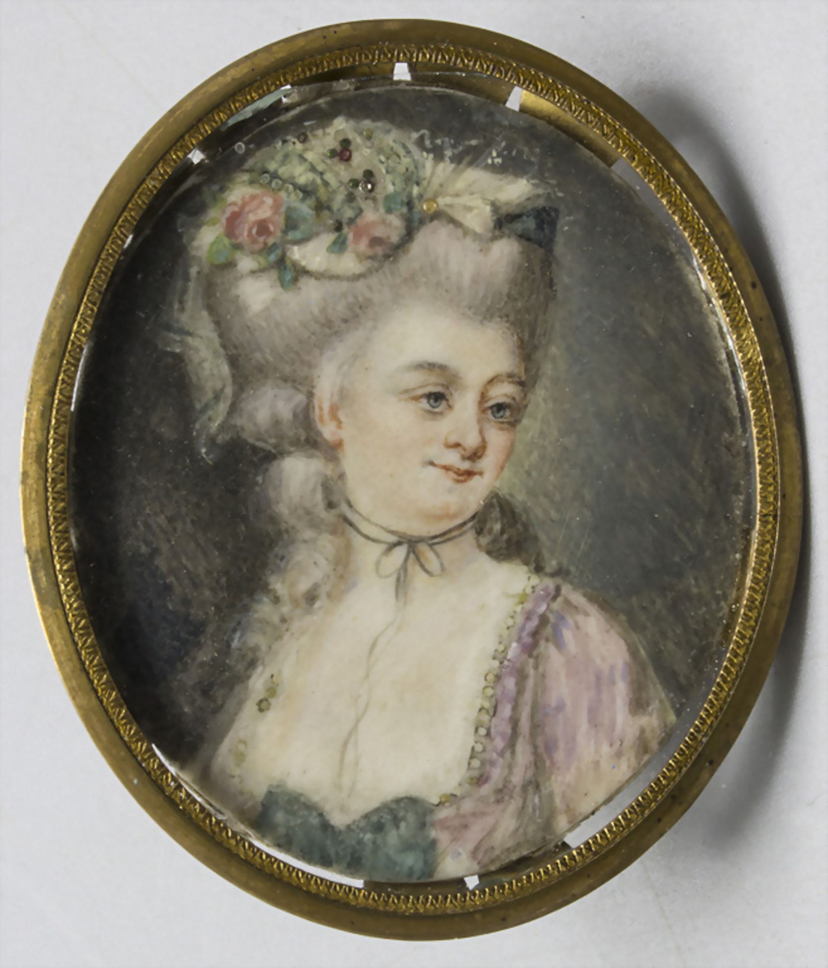 Barock Miniatur Porträt einer jungen Dame / A Baroque miniature portrait of a young lady, 18. Jh.