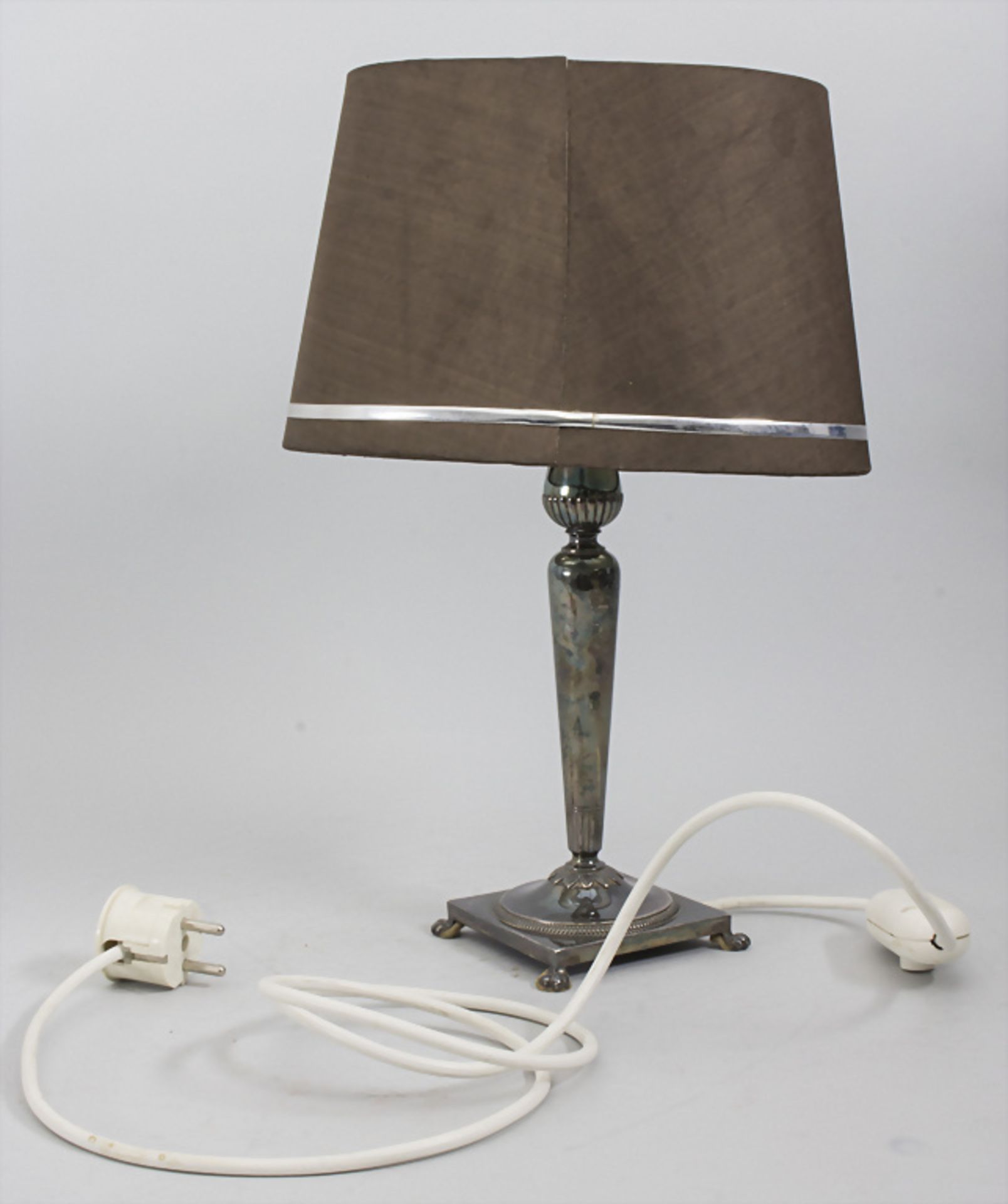 Tischlampe mit Silberfuß / A table lamp with Sterling silver foot, Jan Dix, Deutschland, 20. Jh.