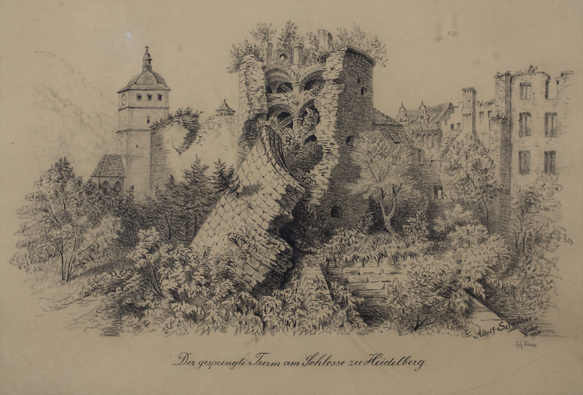 Adolf Schreiber, 'Der gesprengte Turm am Schlosse zu Heidelberg' / 'The blown up tower of the ...