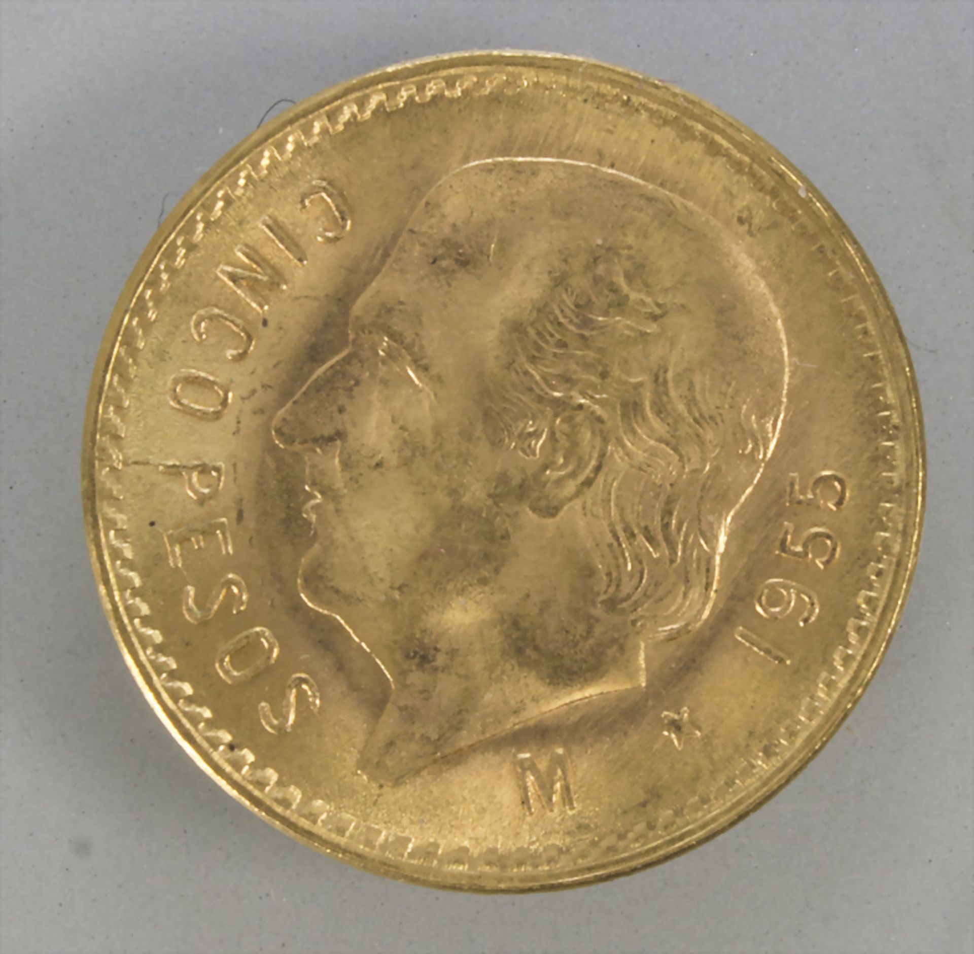 Goldmünze, Mexiko, 5 Pesos, 1955 / A gold coin, Mexico, 5 pesos, 1955
