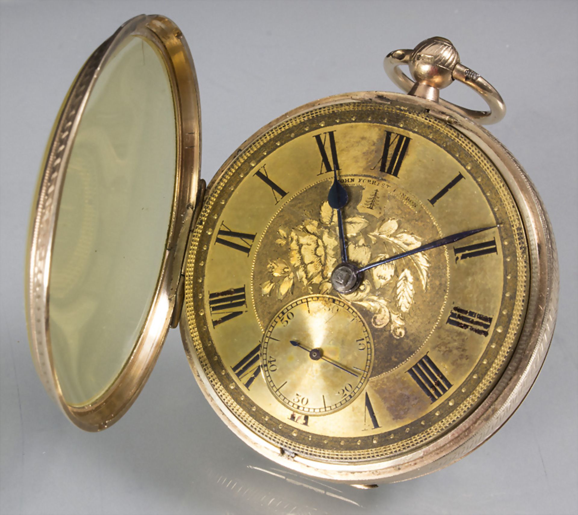 Offene Taschenuhr / A 9ct gold pocket watch, John Forrest, London, 19. Jh.