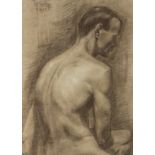 János Tiszavölgvi, 'Männlicher Rückenhalbakt' / 'A male rear semi nude', 1942