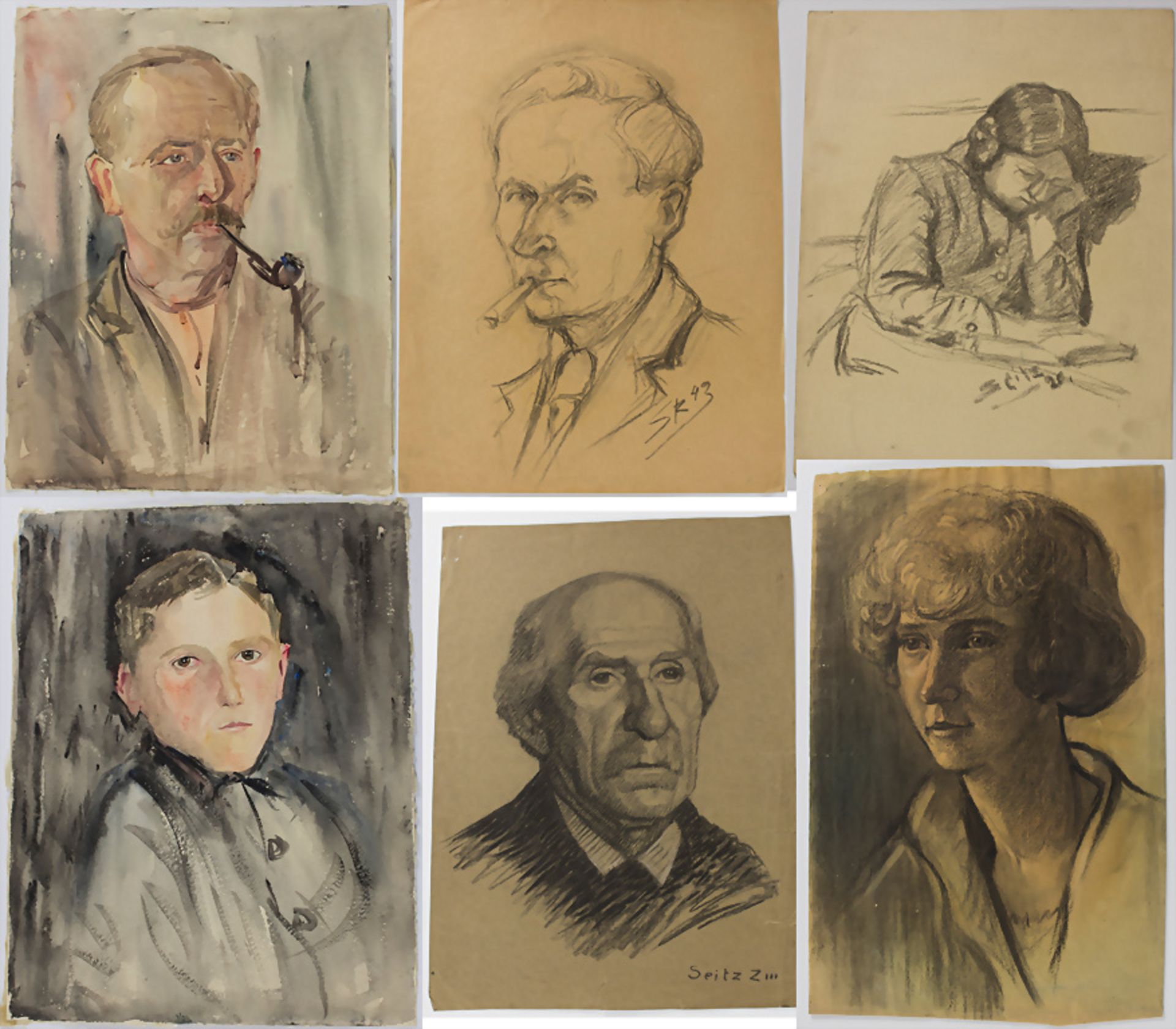 Josef Seitz (1886-1943), 'Konvolut aus 6 Porträts' / 'A set of 6 portraits', 1920er-1940er