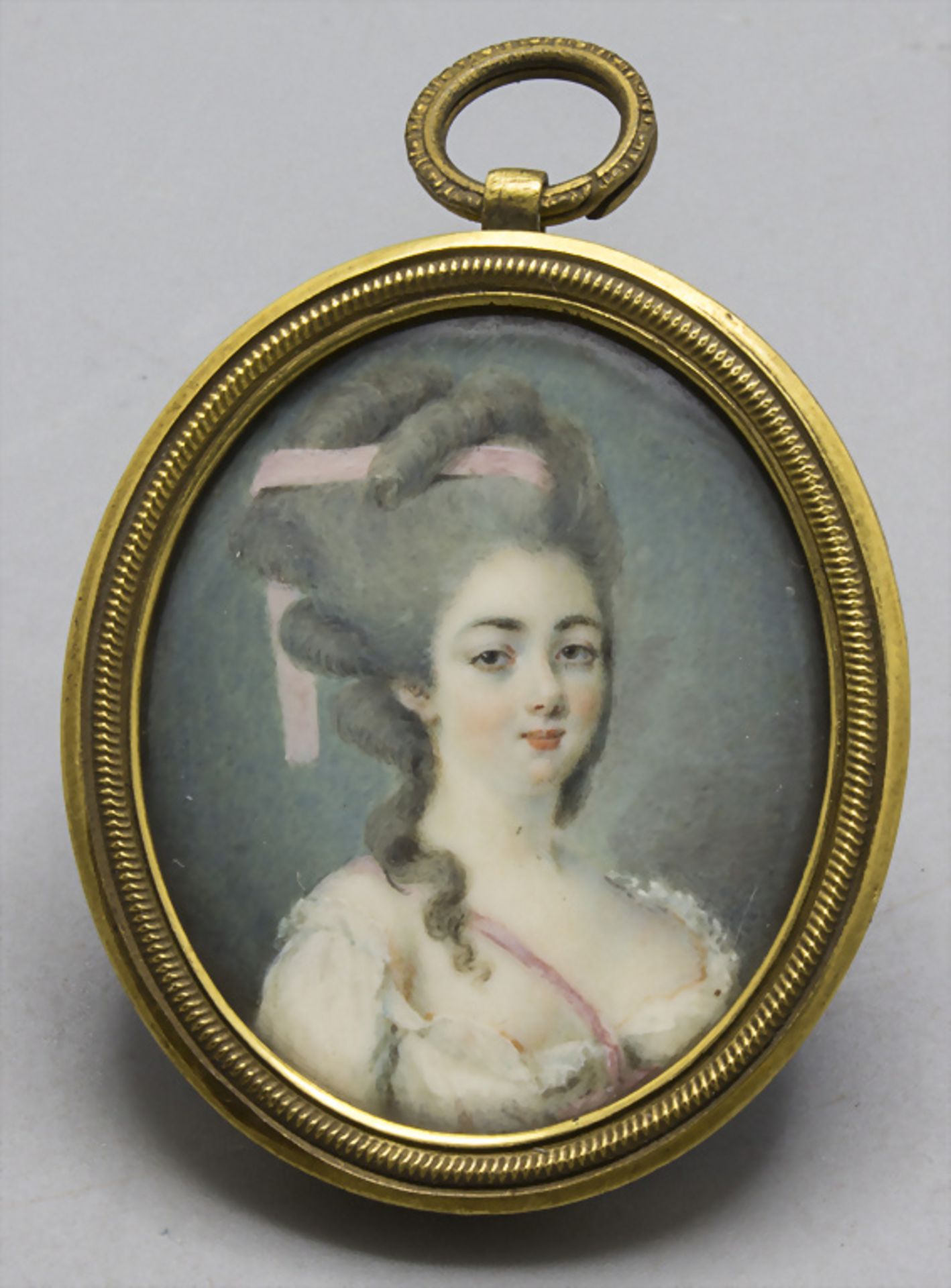 Feines Rokoko Miniatur Porträt einer jungen Dame / A fine Rococo miniature portrait of a young ...