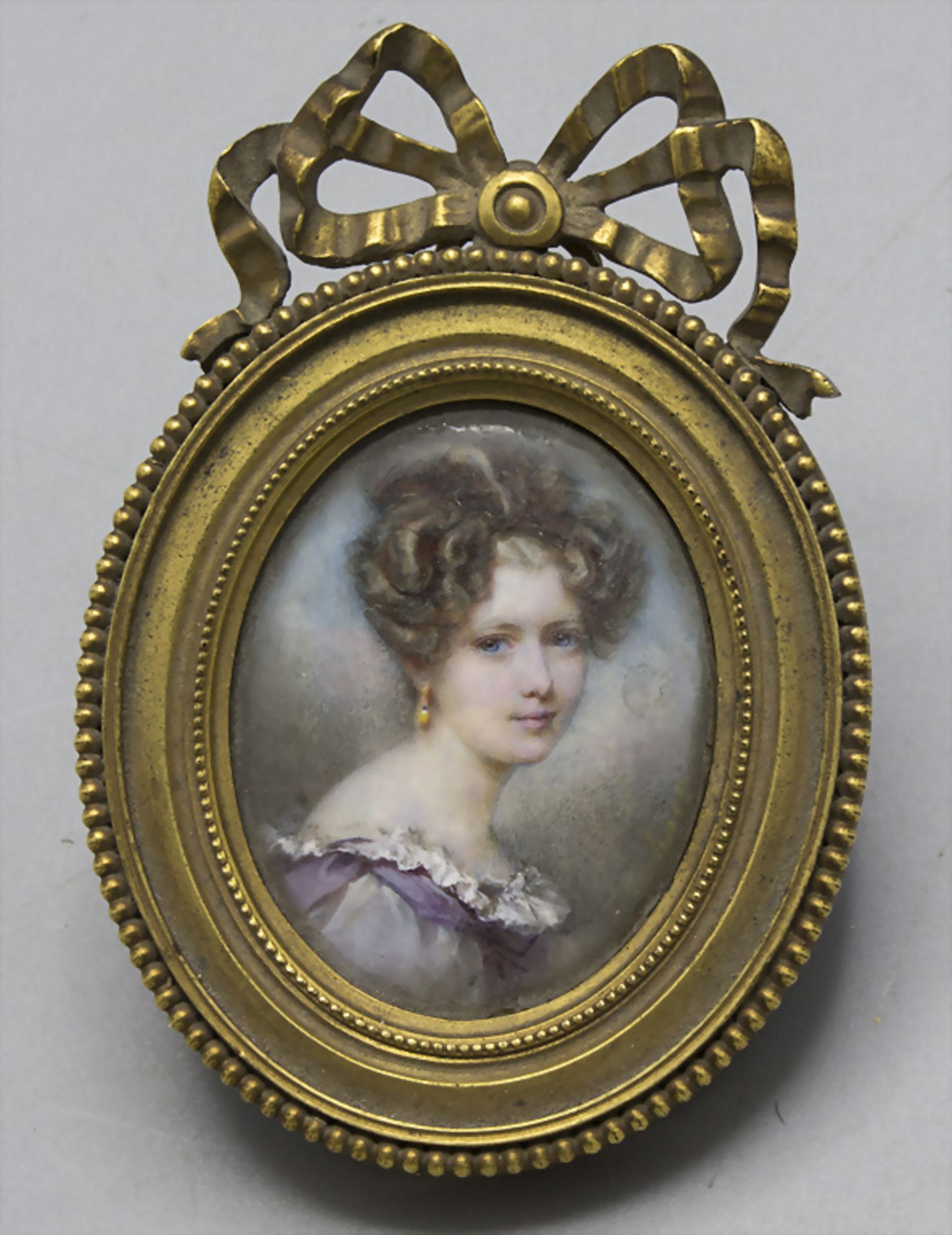 Miniatur Porträt einer jungen Dame / A miniature portrait of a young lady, 19. Jh.
