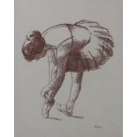 Paul Jakob Müller (1894-1982), 'Balletttänzerin, sich den Schuh schnürend' / 'A ballet dancer ...