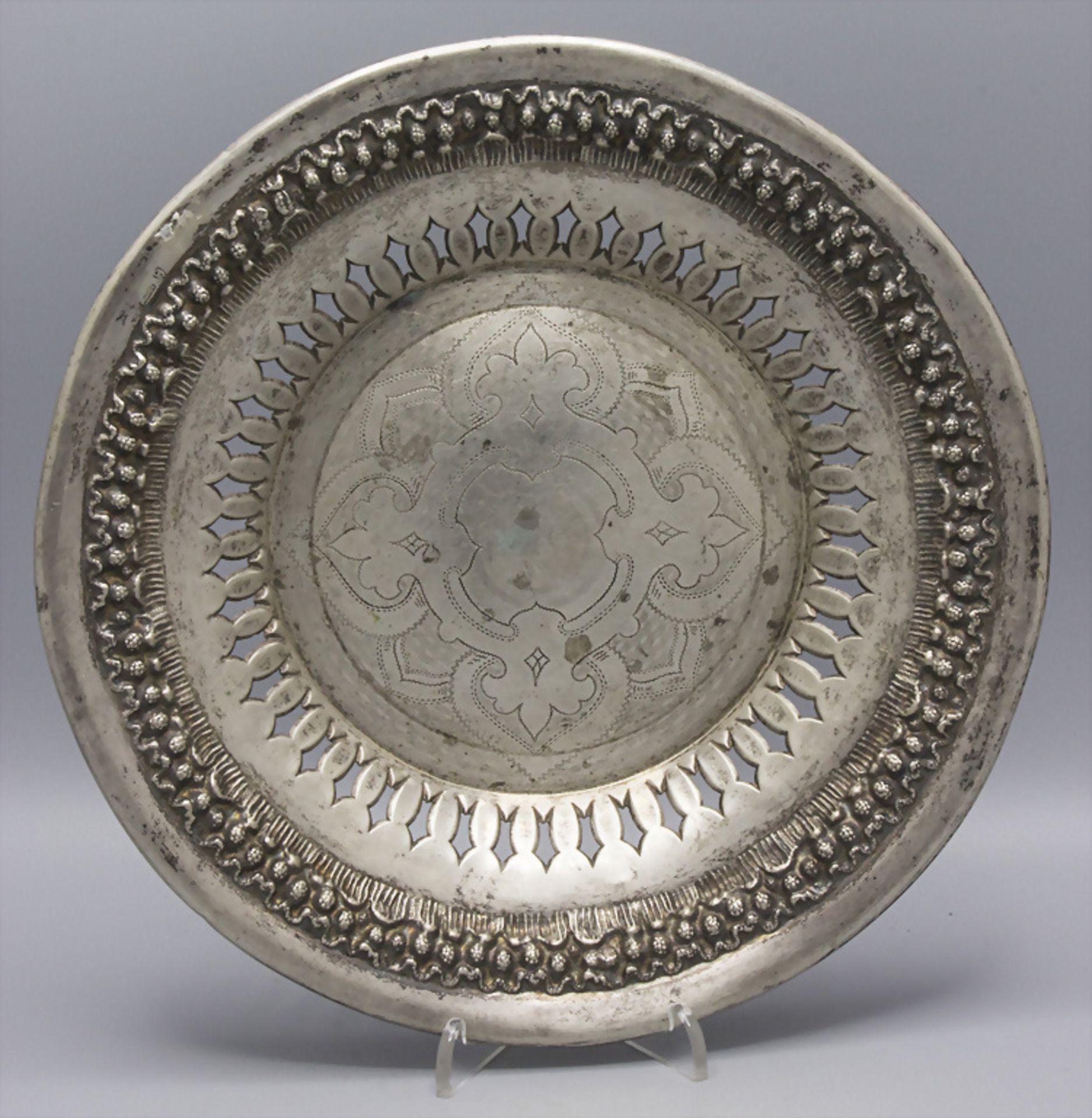 Biedermeier Zierteller / A decorative silver plate, Johann Conrad Hessler, Hanau, um 1840