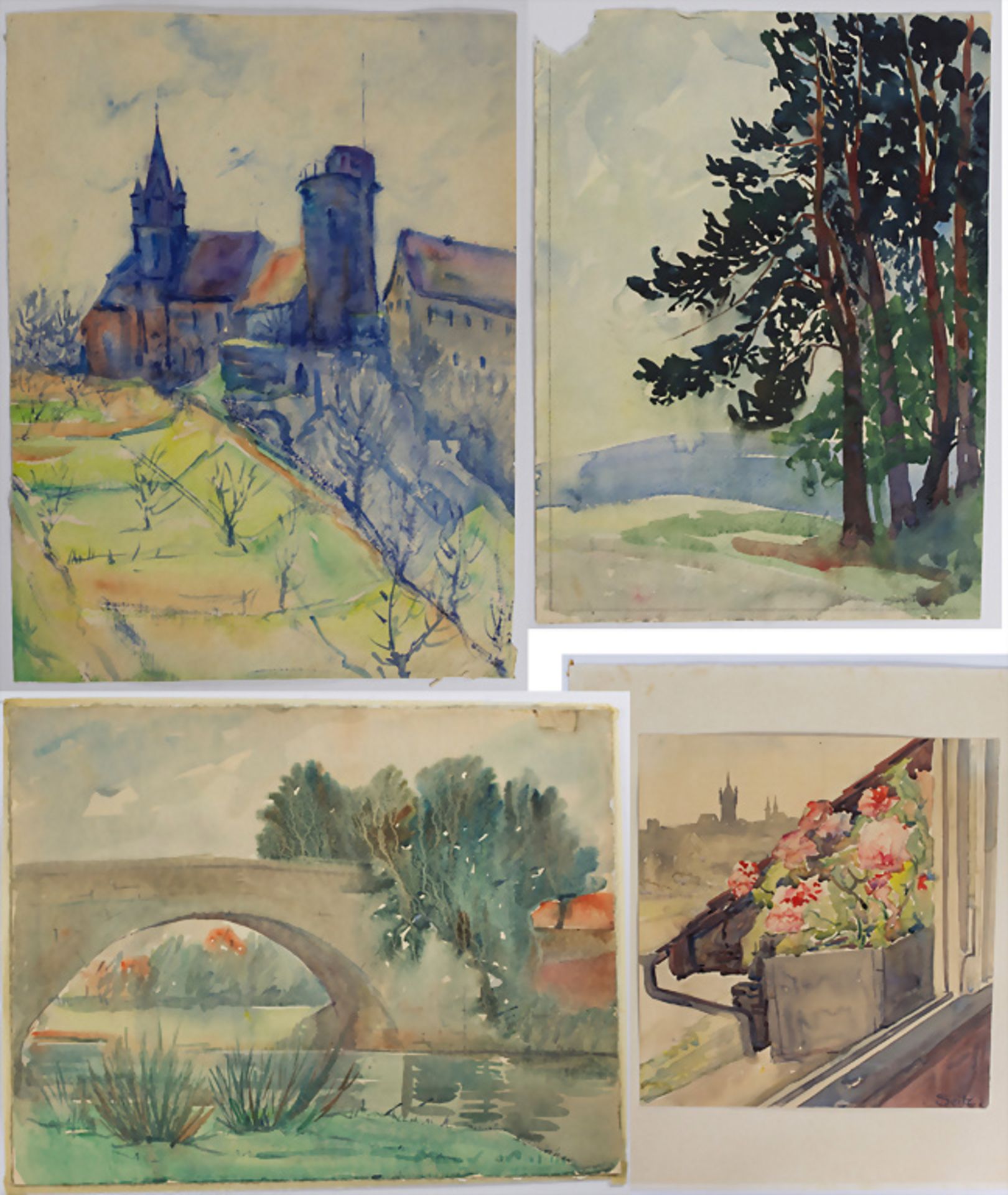 Josef Seitz (1886-1943), 'Konvolut aus 4 Aquarellen' / 'A set of 4 water colours', 1. Hälfte ...