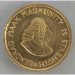Goldmünze, Südafrika, 2 Rand, 1976 / A gold coin, South Africa, 2 rand, 1976