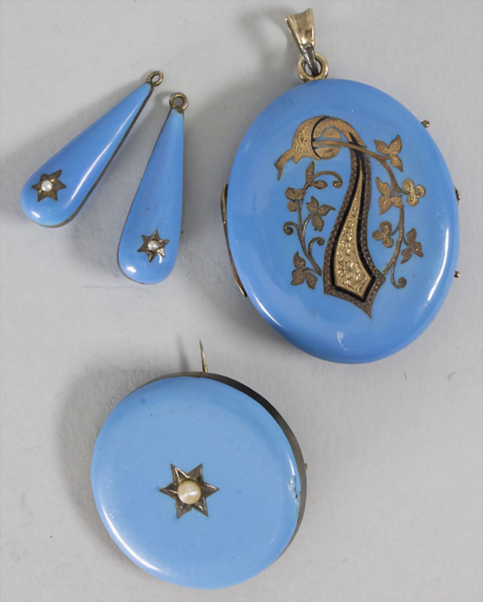 Emailliertes Schmuckset / An enamelled jewelry set, 19. Jh.