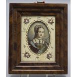 Miniatur Porträt einer jungen adligen Dame / A miniature portrait of a young noble lady, ...