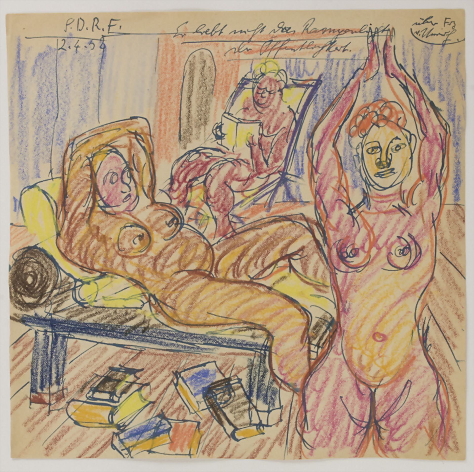 Gustav Schopf (1899-1986 Gerlingen), 'Personen im Zimmer' / People in a room