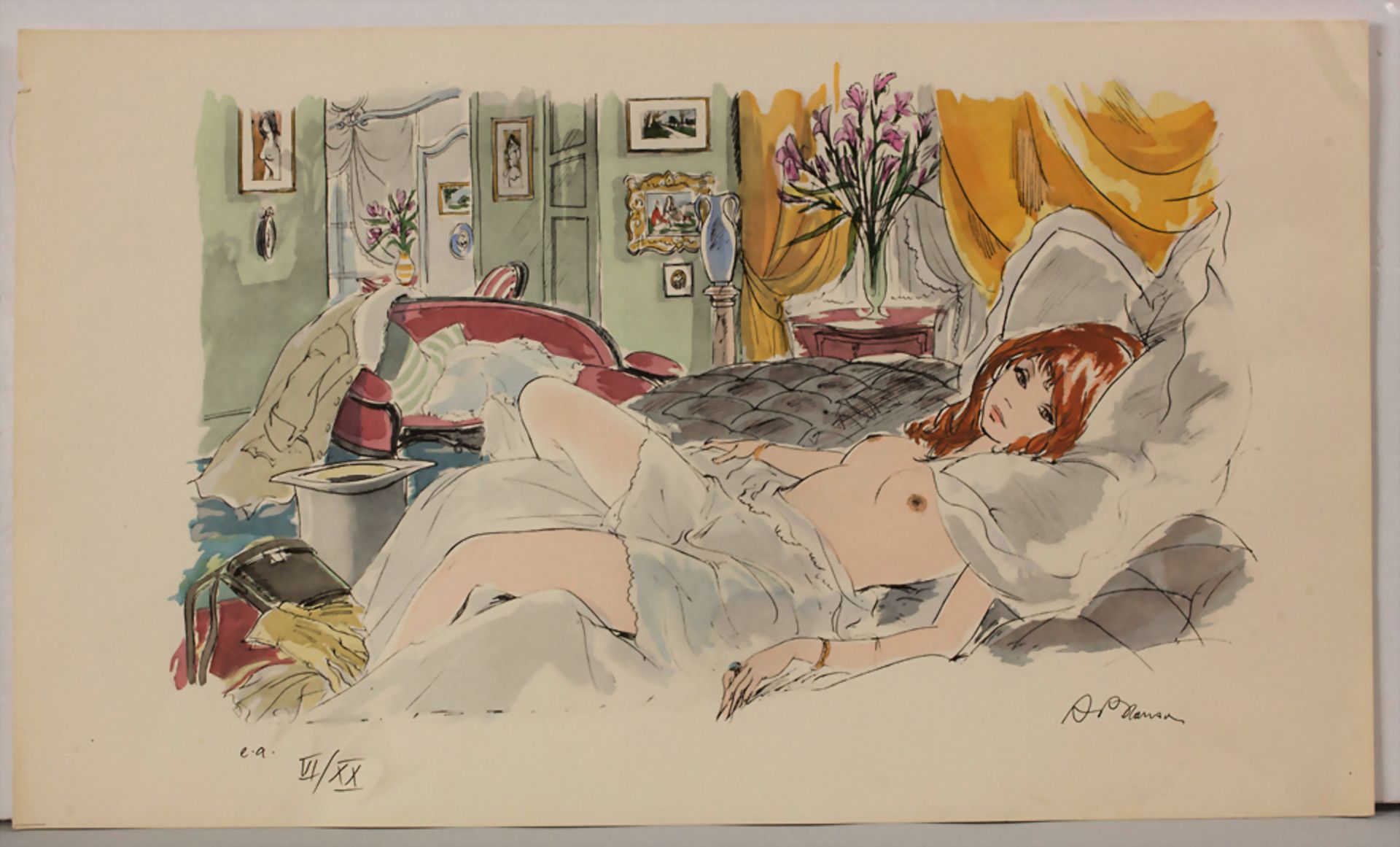 Künstler des 20. Jh., 'Weiblicher, liegender Halbakt' / 'A female, lying semi-nude', 20. Jh.