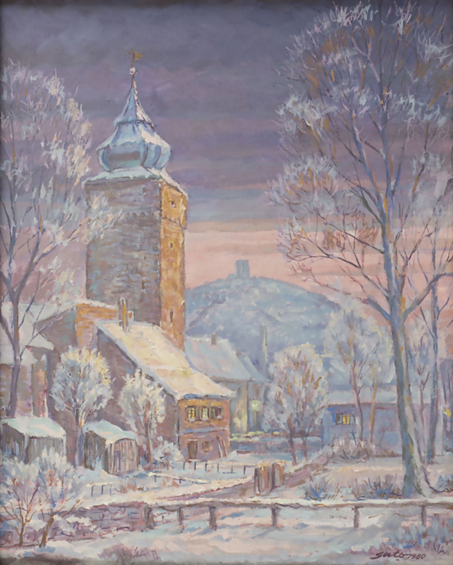 Hardy Schneider-Sato (1919-2002), 'Basler Torturm in Durlach im Winter' / 'The Basel gate ...