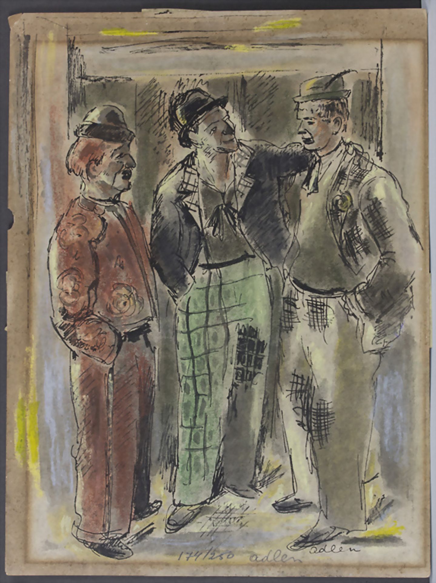 Michel Adlen (1898-1980), 'Drei Männer mit Hut' / 'Three men with hats', 20. Jh.