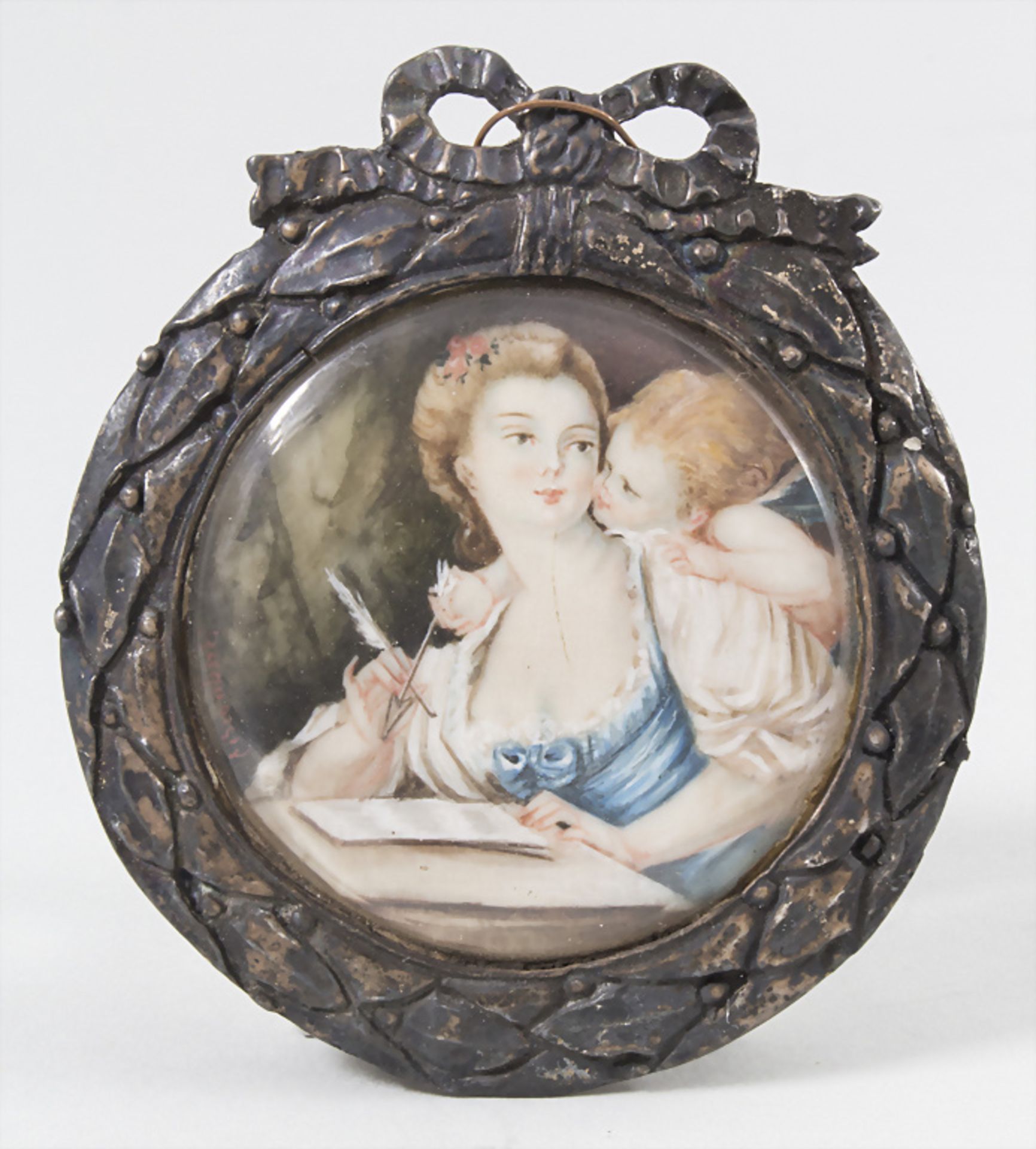 Miniatur 'Junge Dame mit Amorette' / A miniature 'a young lady with a cherub', Frankreich, ...