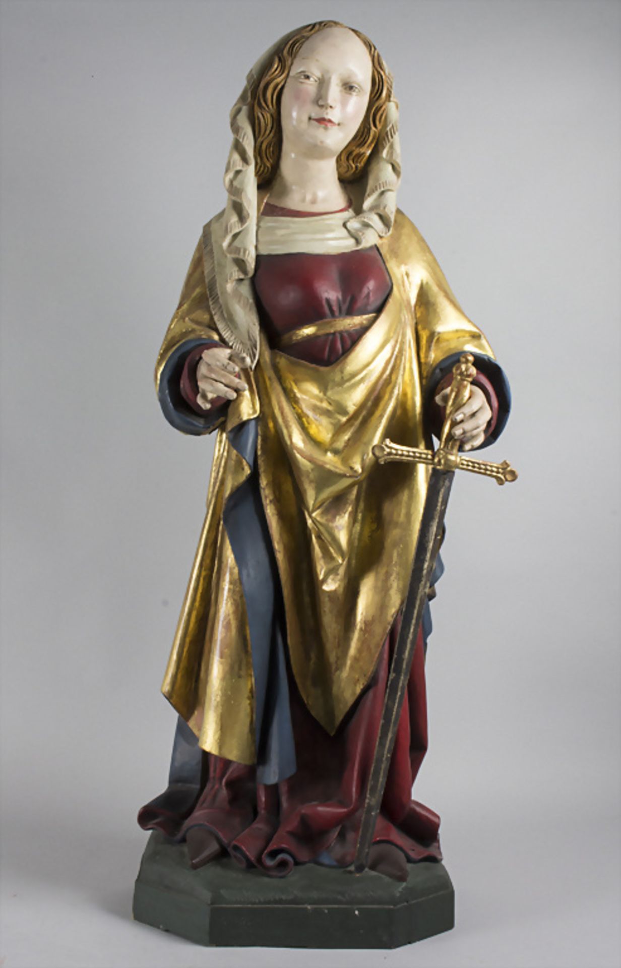 Hl. Barbara mit Schwert / The holy Barbara with sword, Oberammergau oder Grödnertal, um 1920