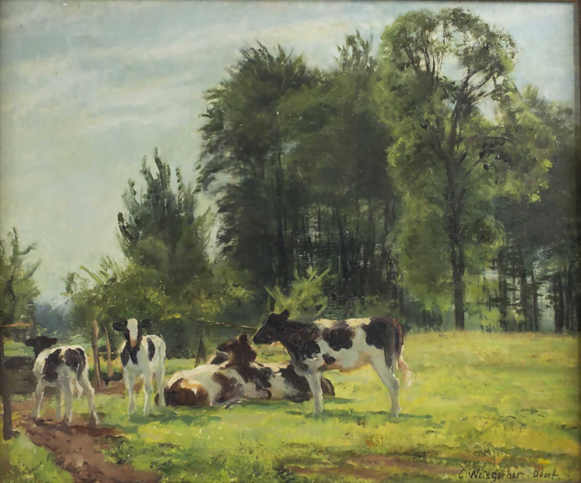 Karl Weisgerber (Carl Weissgerber 1891-1968), Landschaft mit Kühen / Landscape with cows