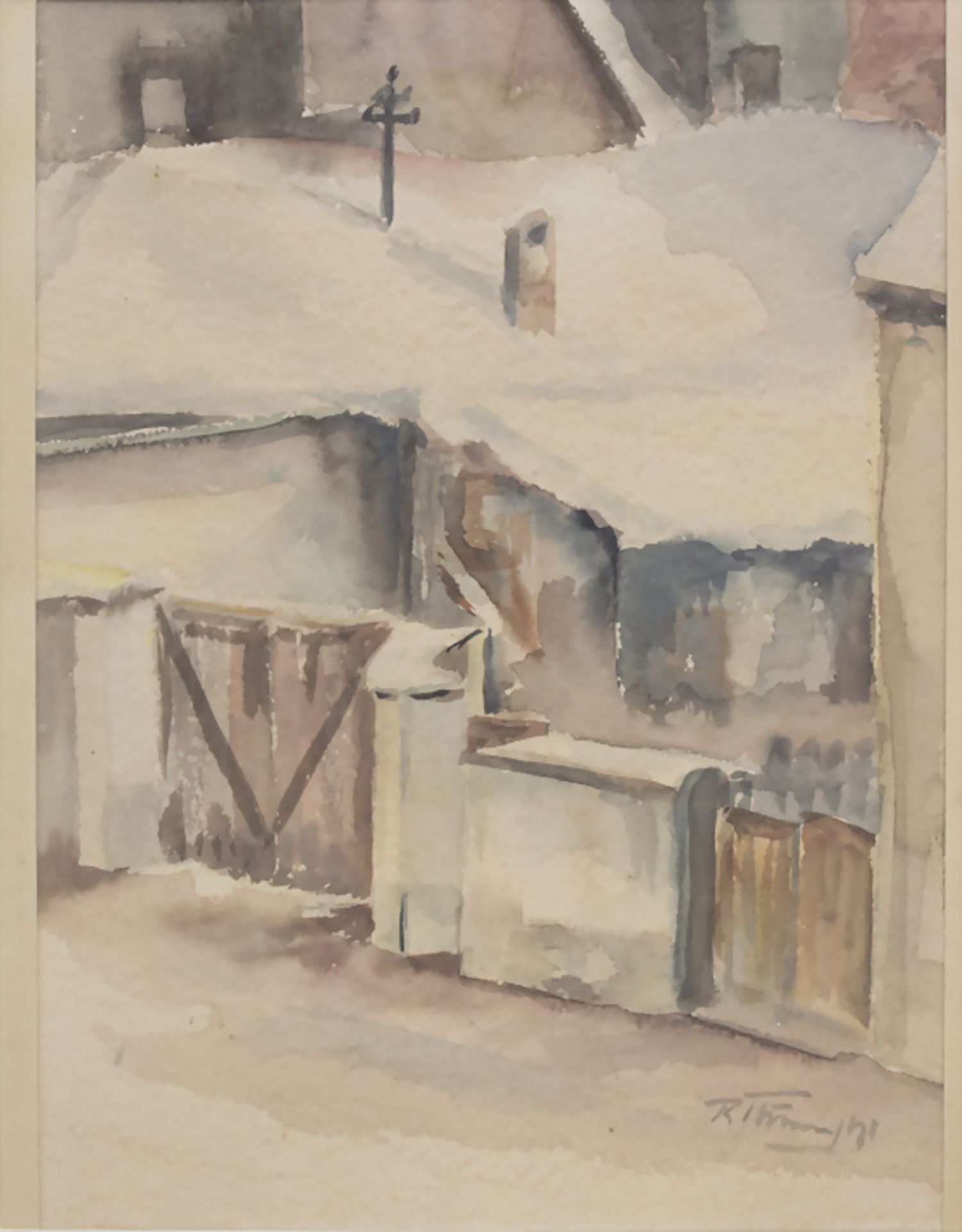 Künstler des 20. Jh., 'Schneebedecktes Gebäude' / 'A snow covered building'