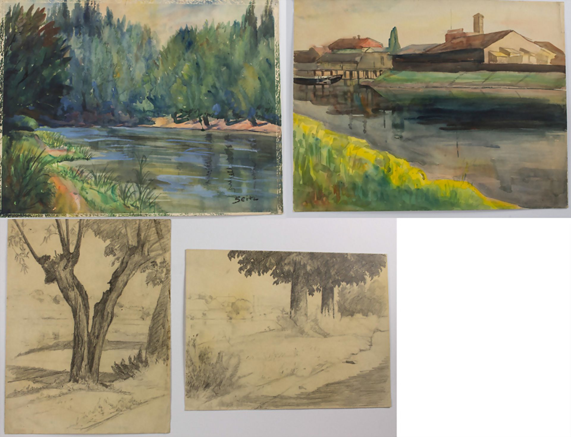 Josef Seitz (1886-1943), 'Konvolut aus 4 Blatt Aquarellen und Zeichnungen' / 'A set of 4 ...