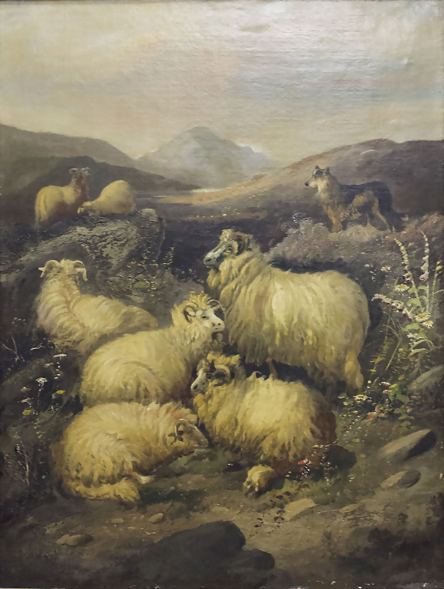 Künstler des 18./19. Jh., 'Widderherde mit Hirtenhund' / 'Herd of rams with shepherd dog'