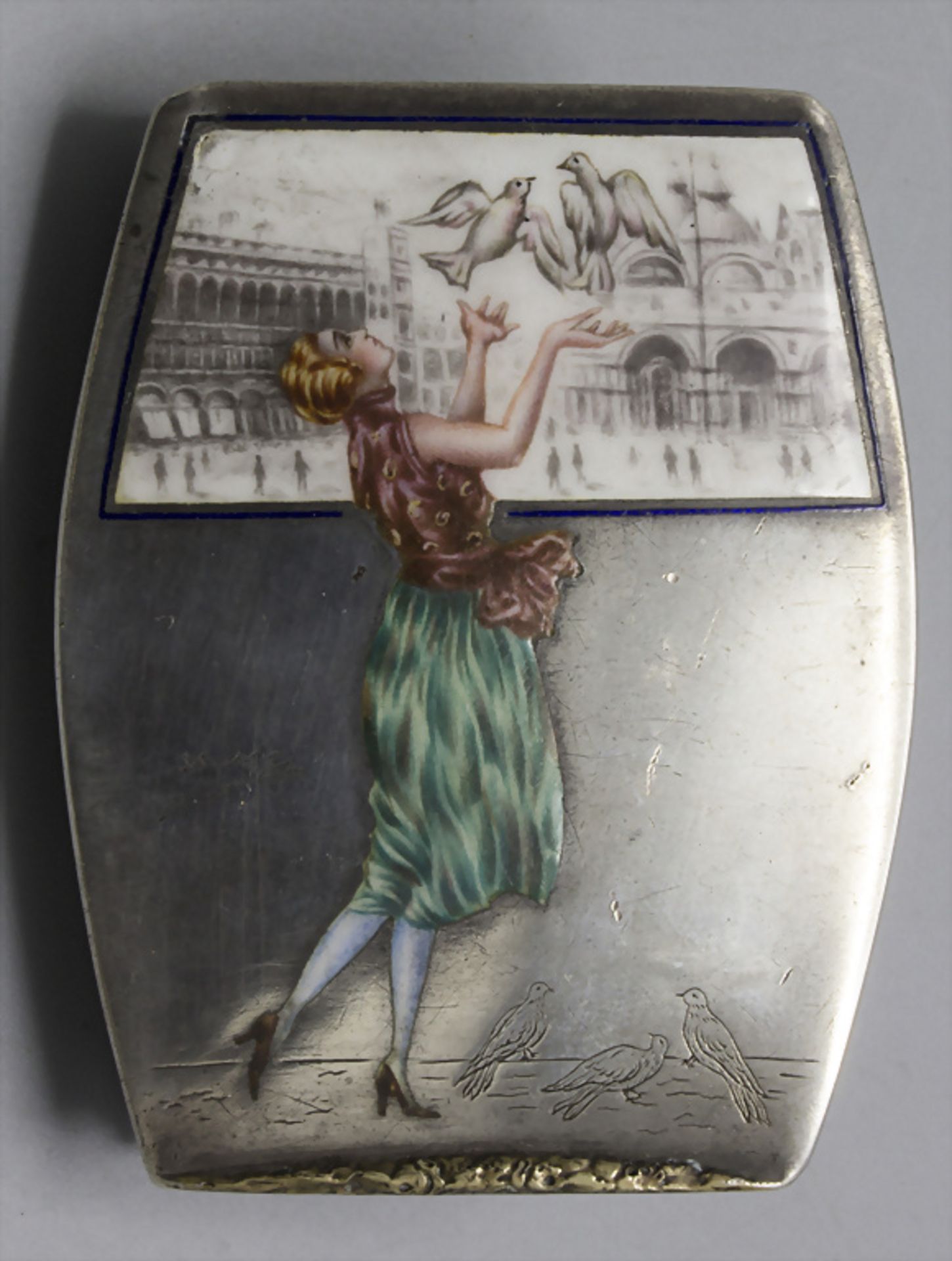Tabatiere / A silver snuff box, Italien, um 1930