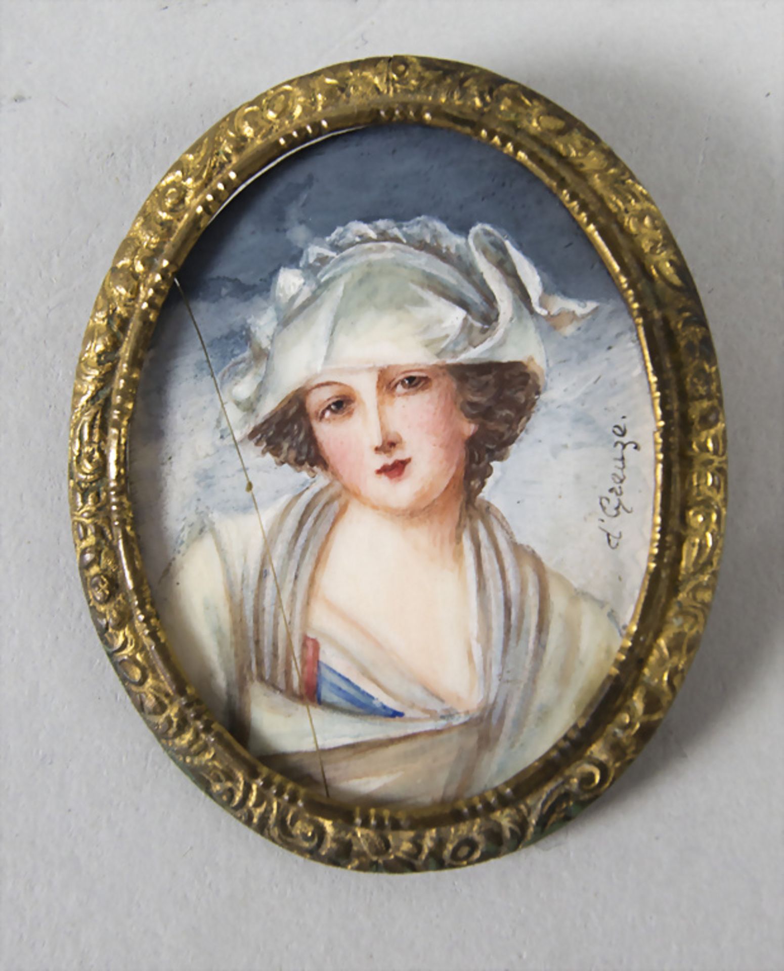 Louis Greuze (1863-1950), Miniaturbrosche 'Porträt einer jungen Dame / A miniature brooch 'A ...