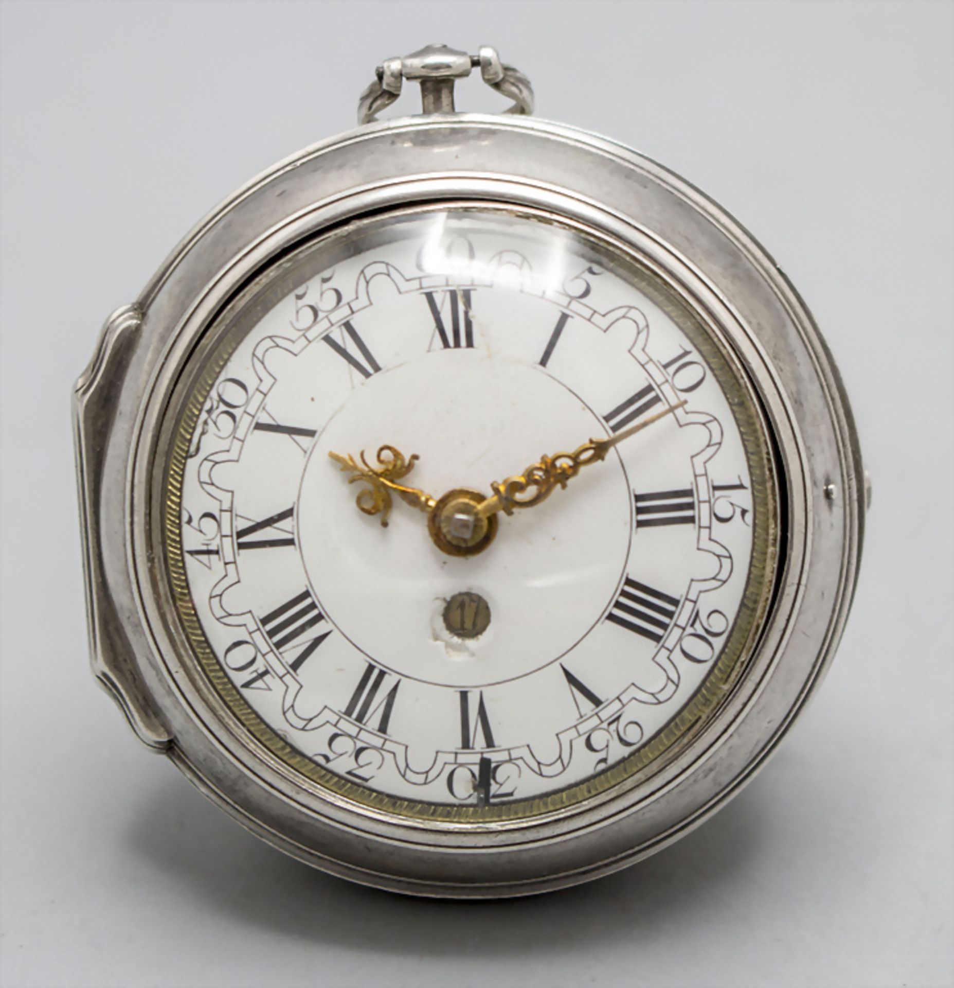 Taschenuhr mit Datum / A silver pocket watch, N. Weyland, Amsterdam, 18. Jh.