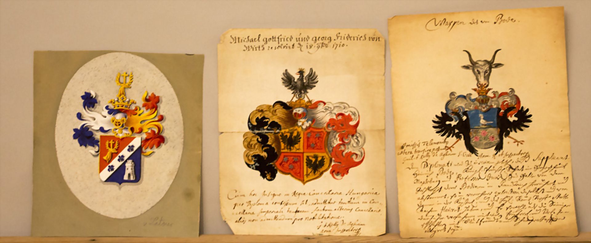 Konvolut feinste Wappenmalereien / A collection of very fine coat of arms drawings