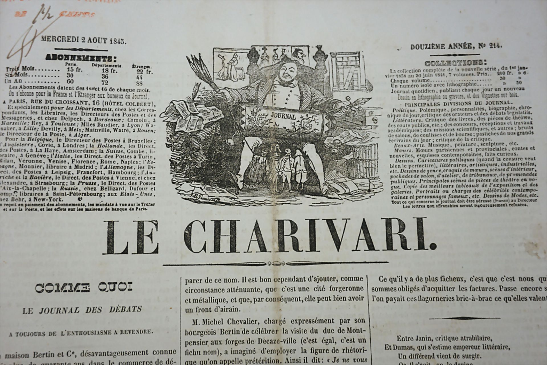 Karikaturen, Gebundene Ausgabe der Pariser Satire-Zeitschrift 'Le Charivari', Band 2, von ...
