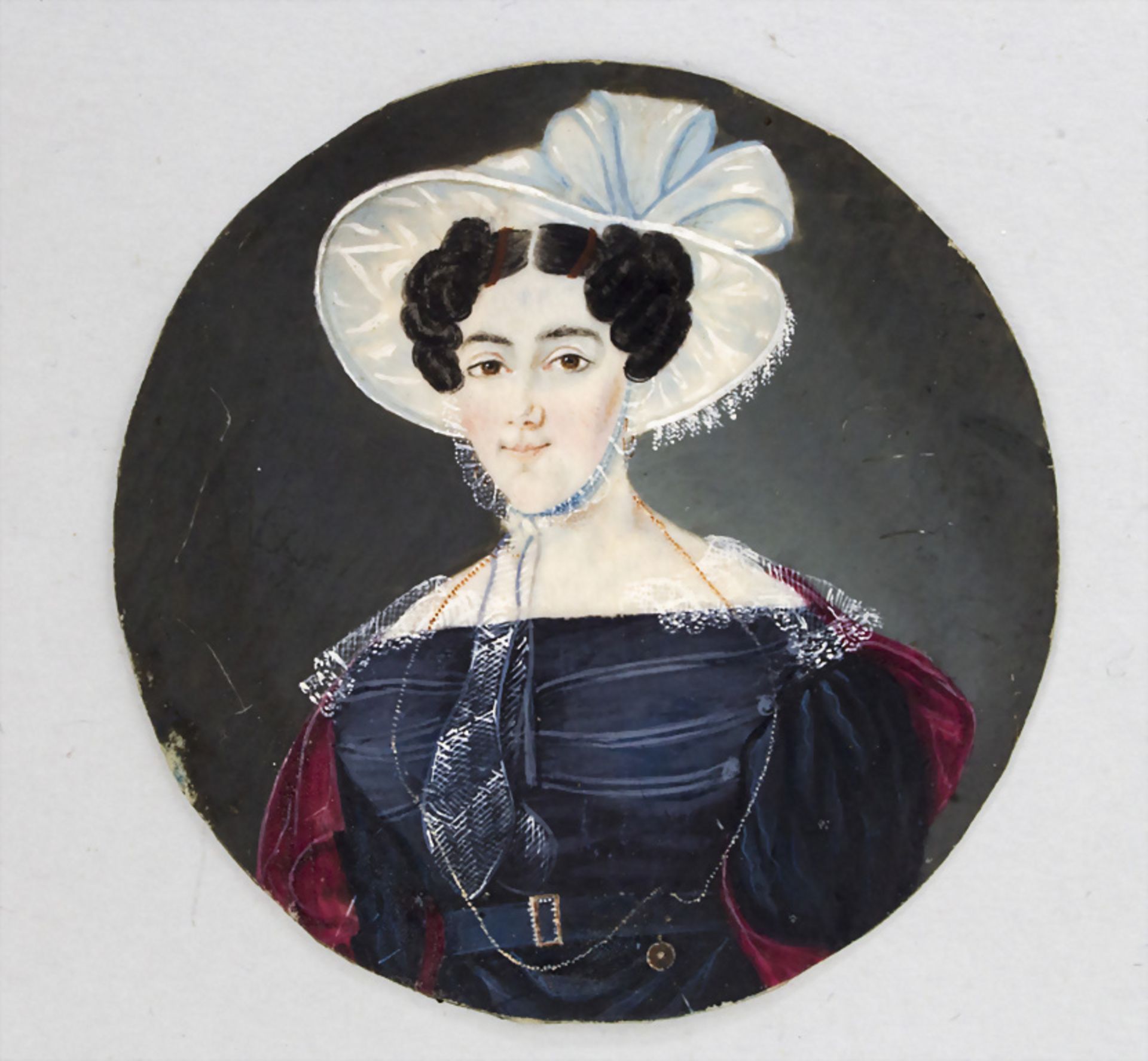 Miniaturmaler des 19. Jh., 'Damenporträt mit Haube' / 'A portrait of a lady with bonnet'