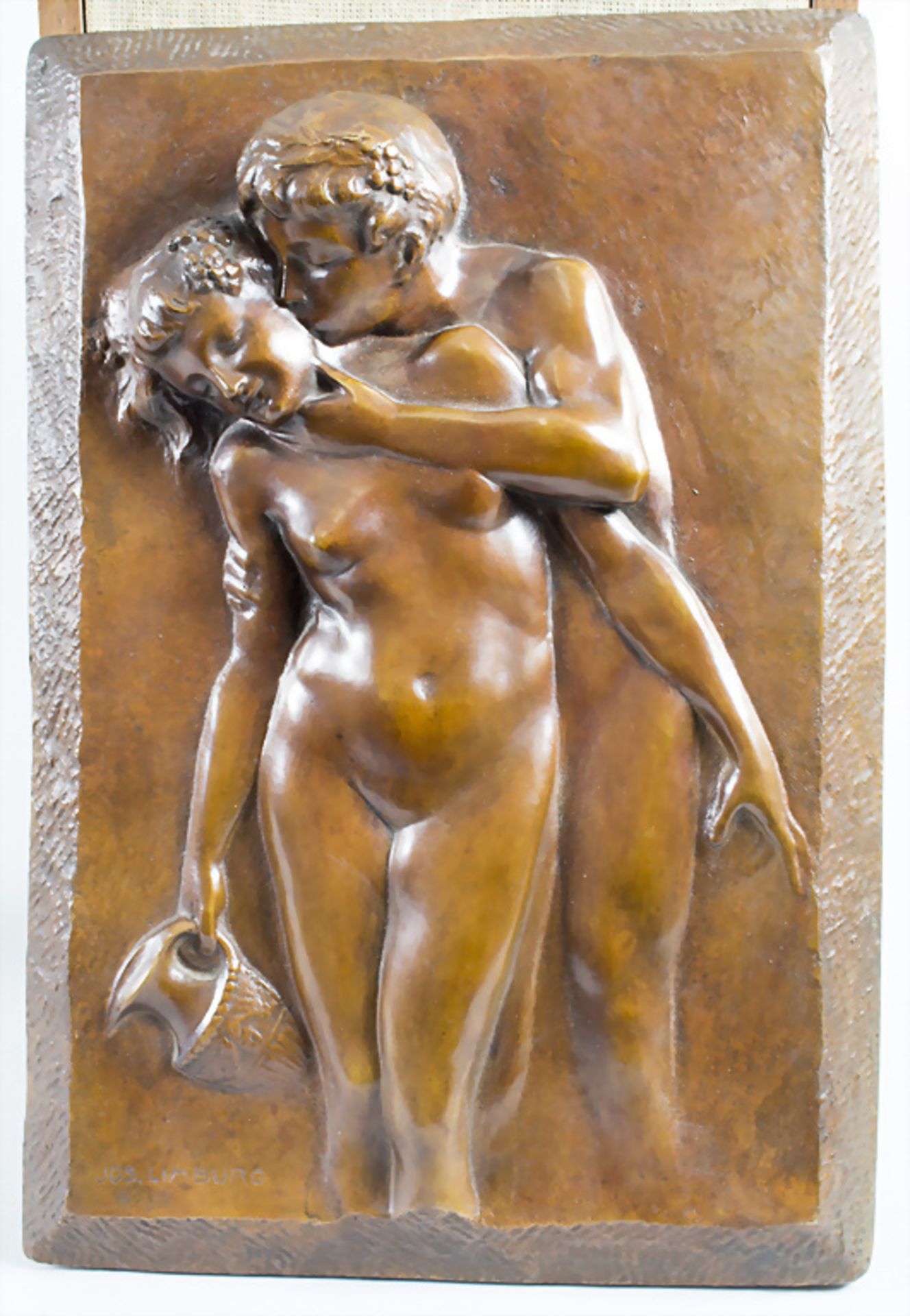 Josef LIMBURG (1874-1955), Jugendstil Bronzeplastik im Hochrelief 'Liebende', um 1910