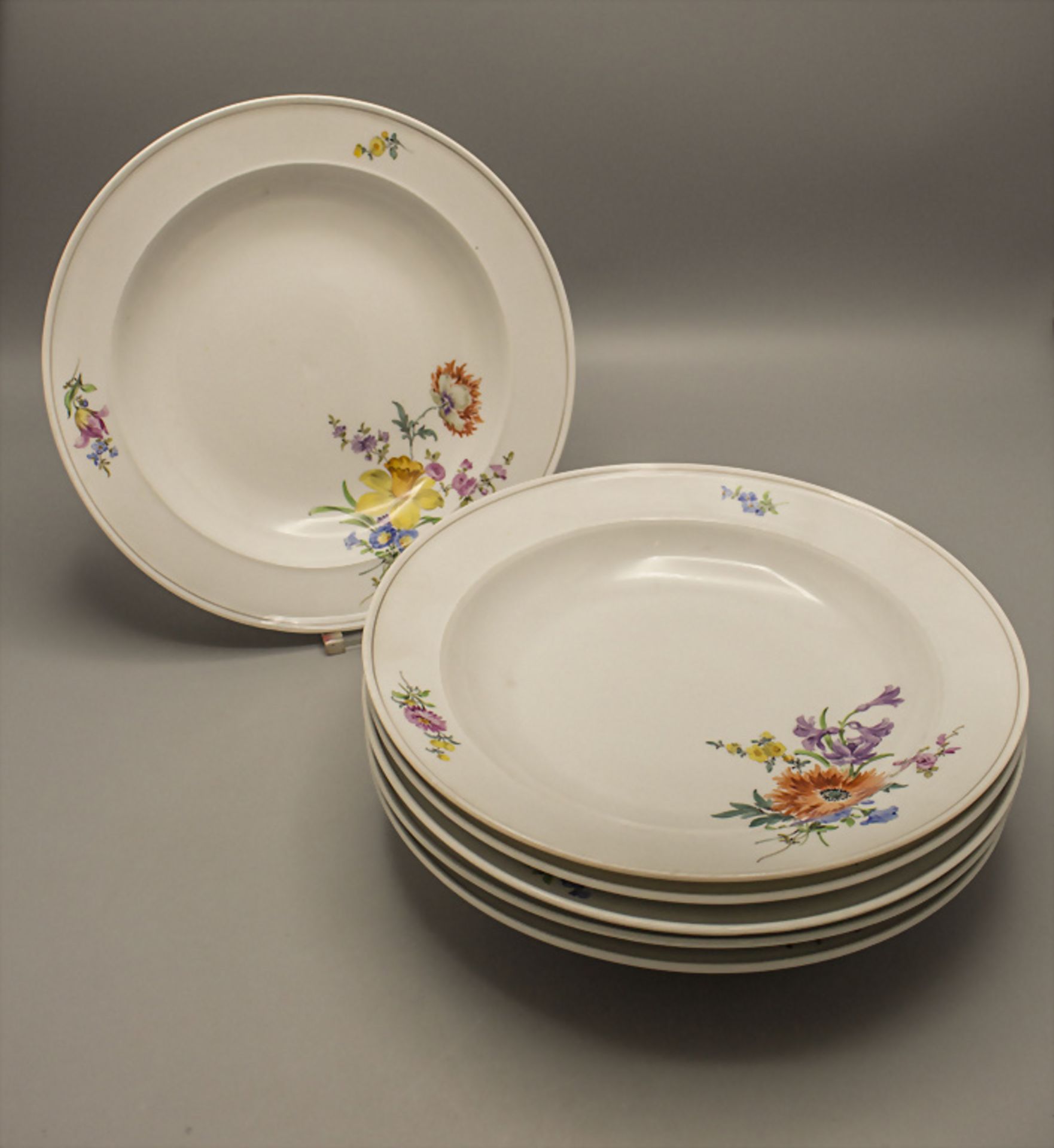 6 Suppenteller / 6 soup plates, Meissen, 20. Jh.