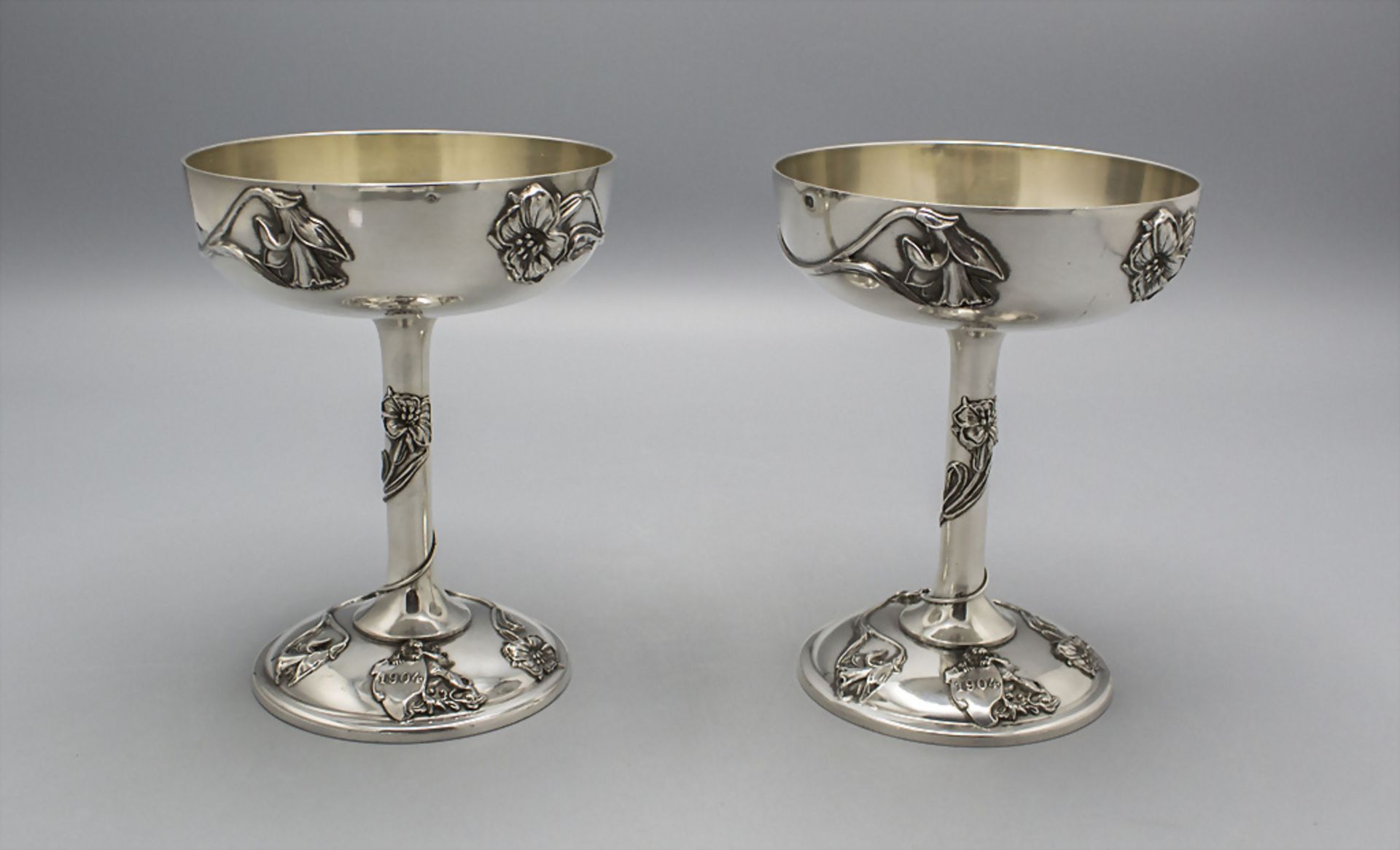 2 Jugendstil Eisschalen / A pair of silver icecream bowls, Louis Coignet, Paris, um 1904