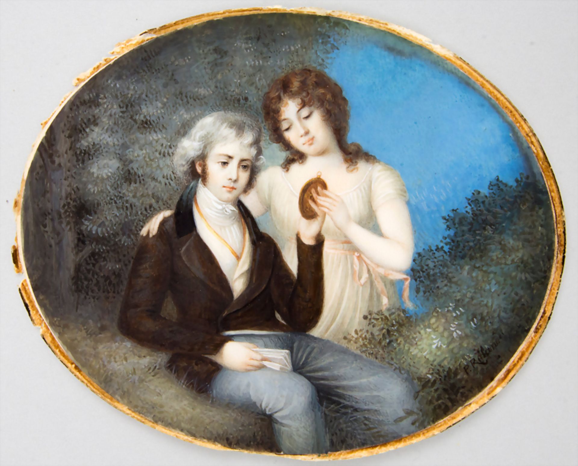 P. Ruland, Empire Miniatur, 'Zwei Liebende' / 'Two lovers', um 1800